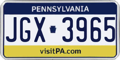 PA license plate JGX3965