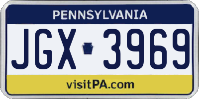 PA license plate JGX3969