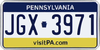 PA license plate JGX3971