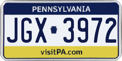 PA license plate JGX3972