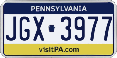 PA license plate JGX3977