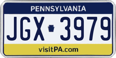 PA license plate JGX3979