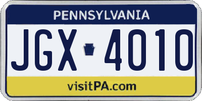 PA license plate JGX4010