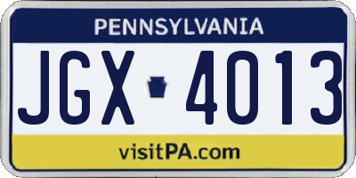 PA license plate JGX4013