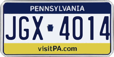 PA license plate JGX4014
