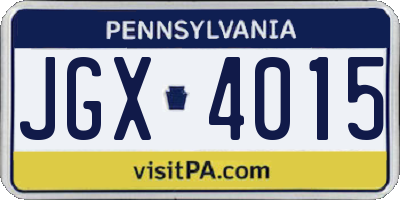 PA license plate JGX4015