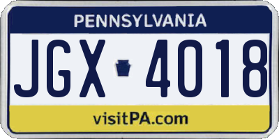 PA license plate JGX4018