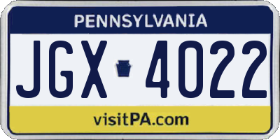 PA license plate JGX4022