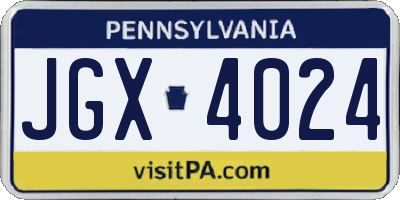 PA license plate JGX4024