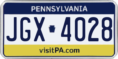 PA license plate JGX4028