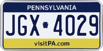 PA license plate JGX4029