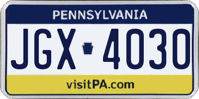 PA license plate JGX4030