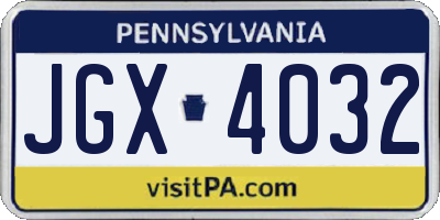 PA license plate JGX4032