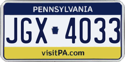 PA license plate JGX4033