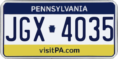 PA license plate JGX4035