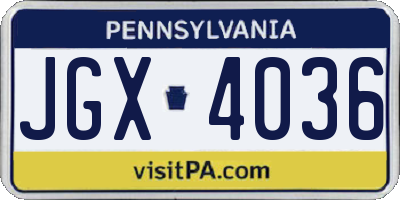 PA license plate JGX4036