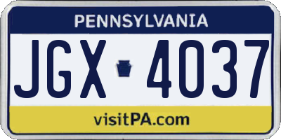 PA license plate JGX4037