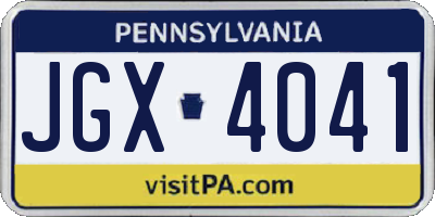PA license plate JGX4041