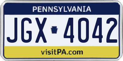 PA license plate JGX4042