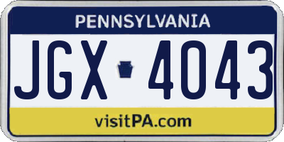 PA license plate JGX4043