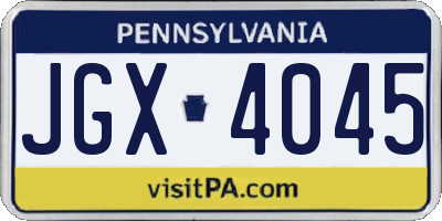 PA license plate JGX4045