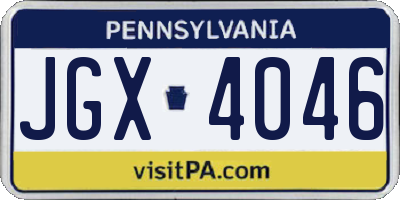 PA license plate JGX4046