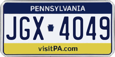 PA license plate JGX4049