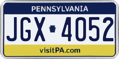 PA license plate JGX4052