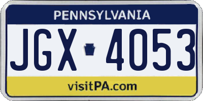 PA license plate JGX4053
