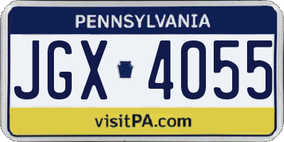PA license plate JGX4055