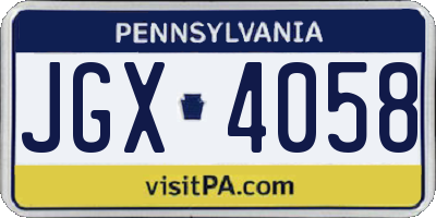 PA license plate JGX4058