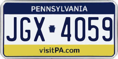 PA license plate JGX4059