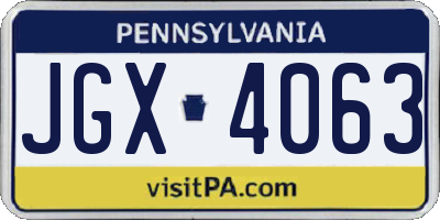 PA license plate JGX4063