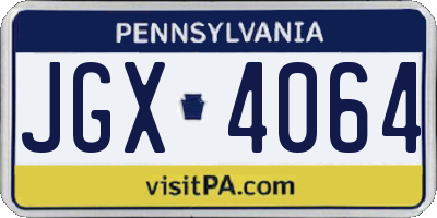 PA license plate JGX4064