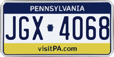 PA license plate JGX4068