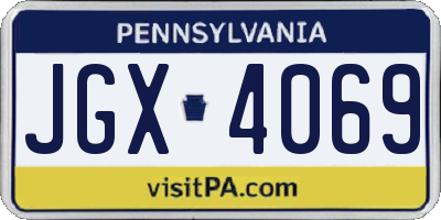 PA license plate JGX4069