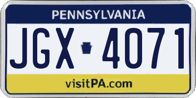 PA license plate JGX4071