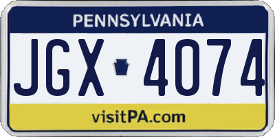 PA license plate JGX4074