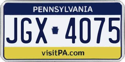 PA license plate JGX4075