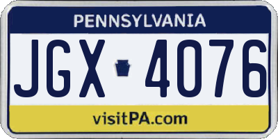PA license plate JGX4076