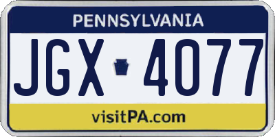 PA license plate JGX4077