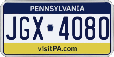 PA license plate JGX4080