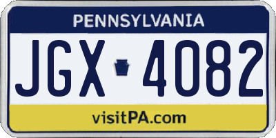 PA license plate JGX4082