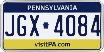 PA license plate JGX4084