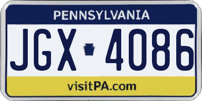PA license plate JGX4086