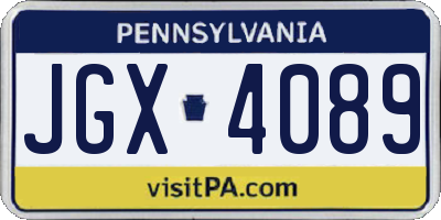 PA license plate JGX4089