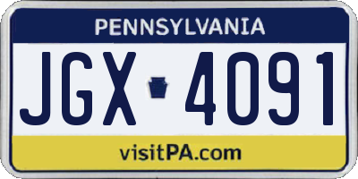 PA license plate JGX4091