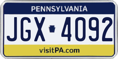 PA license plate JGX4092