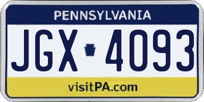 PA license plate JGX4093