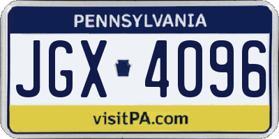PA license plate JGX4096